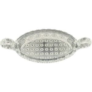 Imperial Glass Clear Dish Relish Nucut 2 Handle Small Oval Star Daisy Button 495